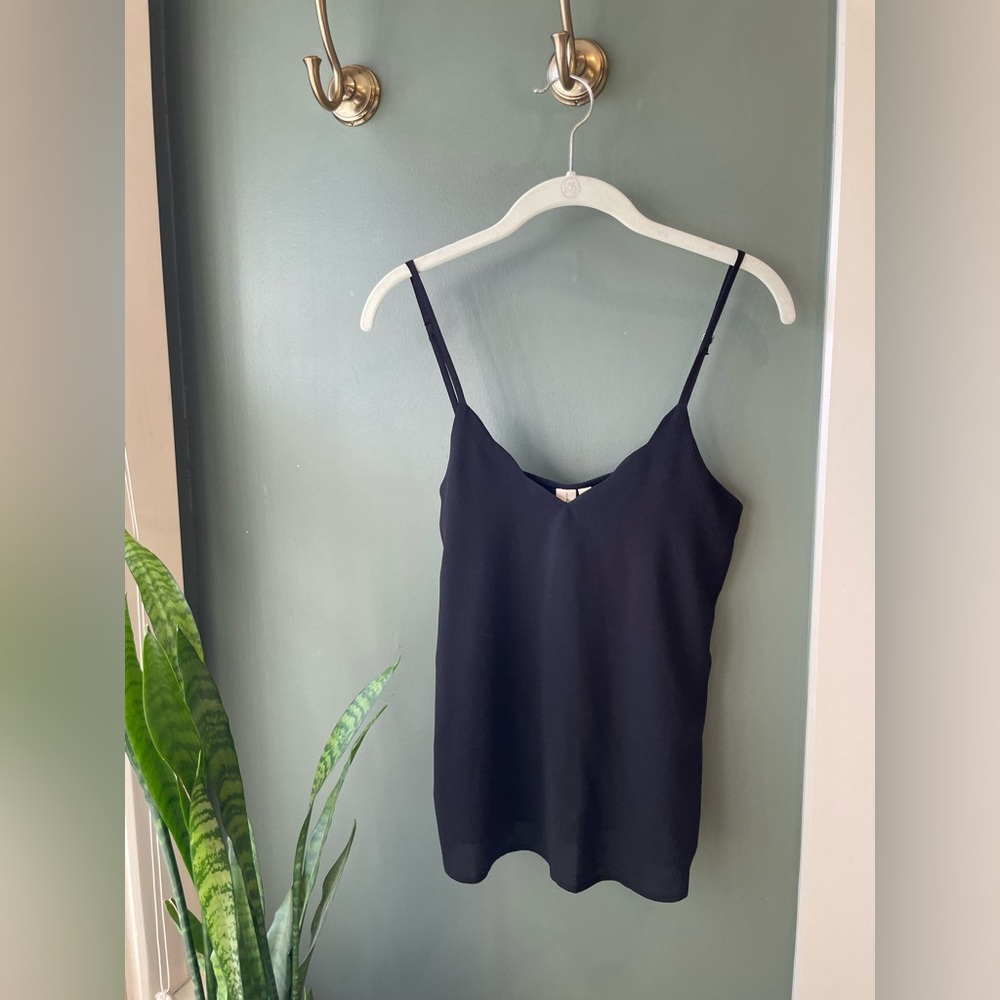 Allison Joy scalloped black camisole.